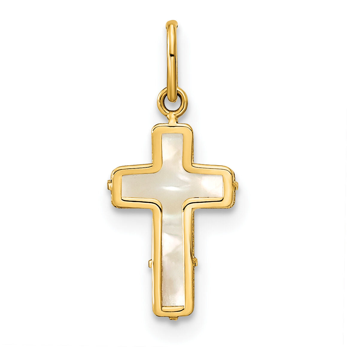 14K Polished Mother of Pearl Cross Pendant-YC1494