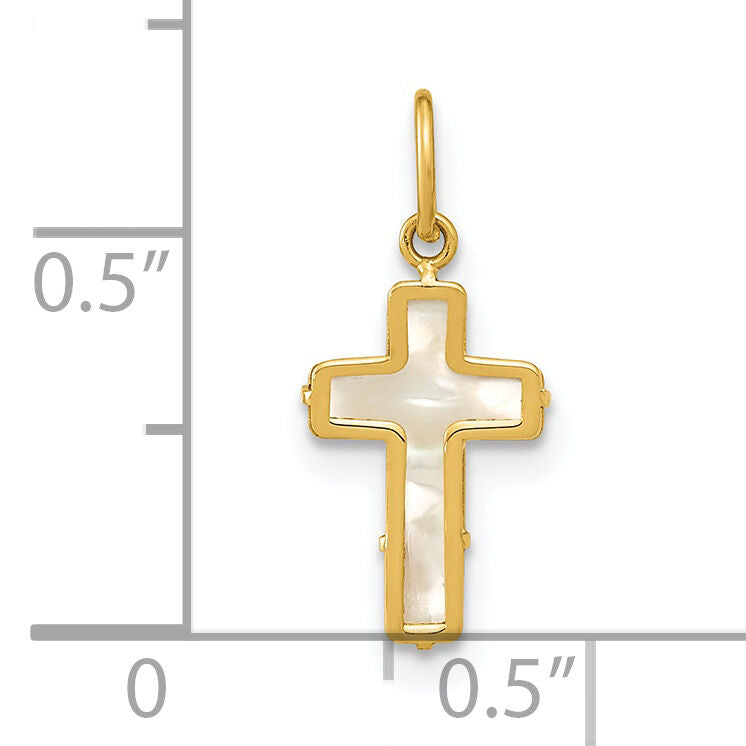 14K Polished Mother of Pearl Cross Pendant-YC1494