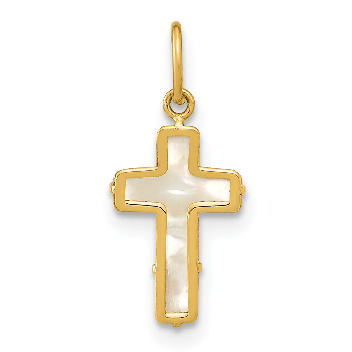 14K Polished Mother of Pearl Cross Pendant-YC1494