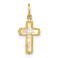 14K Polished Mother of Pearl Cross Pendant-YC1494