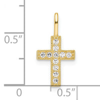 14k CZ Cross Pendant-YC1498