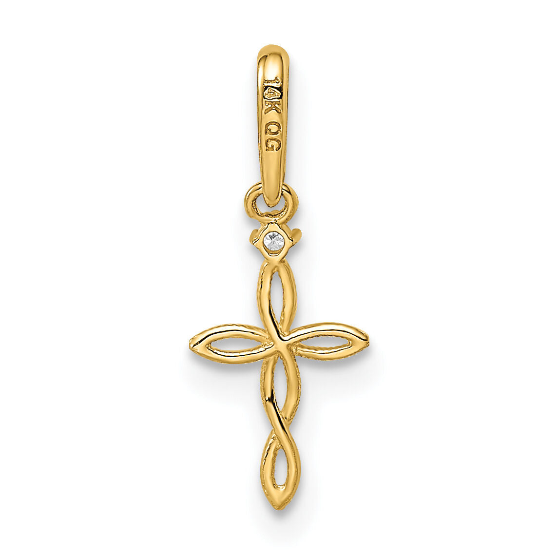 14k CZ Textured Cross Pendant-YC1499