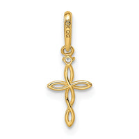 14k CZ Textured Cross Pendant-YC1499