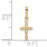 14k CZ Textured Cross Pendant-YC1499