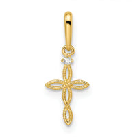 14k CZ Textured Cross Pendant-YC1499