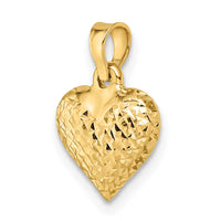 14k Polished Diamond-cut Medium Puffed Heart Pendant-YC1504