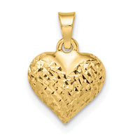 14k Polished Diamond-cut Medium Puffed Heart Pendant-YC1504