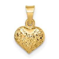 14k Polished Diamond-cut Small Puffed Heart Pendant-YC1505