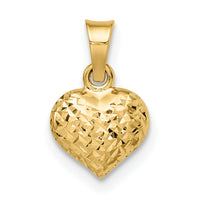 14k Polished Diamond-cut Small Puffed Heart Pendant-YC1505