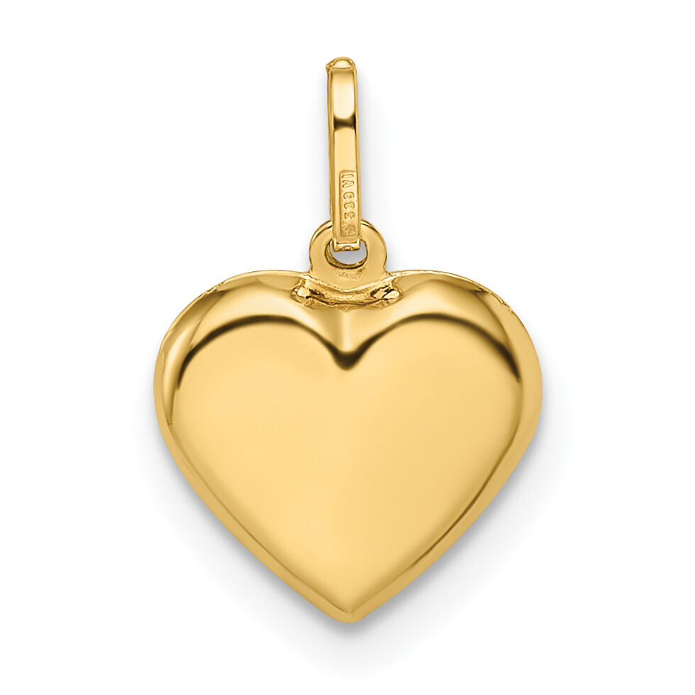 14k Polished Puffed Heart Pendant-YC1506