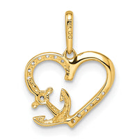 14k CZ Heart with Anchor Pendant-YC1507
