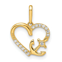 14k CZ Heart with Anchor Pendant-YC1507