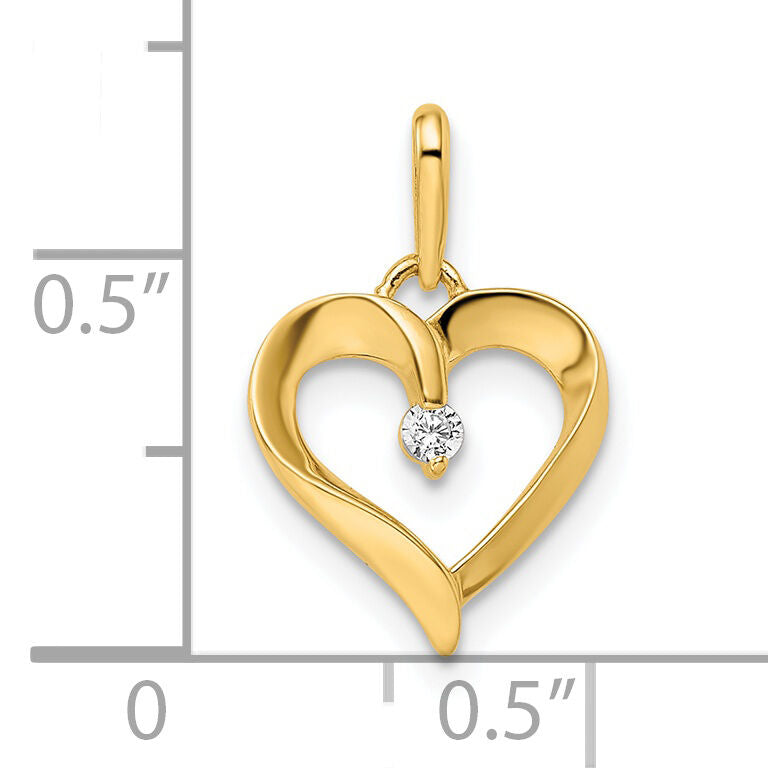 14k CZ Heart Pendant-YC1512