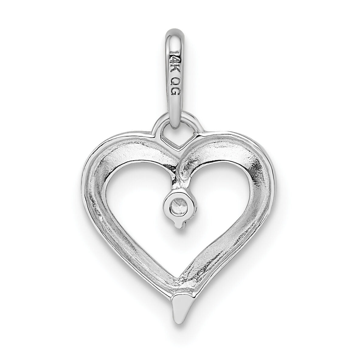 14k White Gold CZ Heart Pendant-YC1513