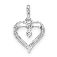 14k White Gold CZ Heart Pendant-YC1513