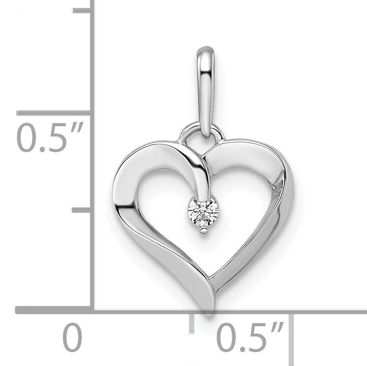 14k White Gold CZ Heart Pendant-YC1513