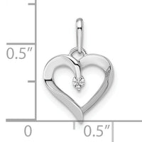 14k White Gold CZ Heart Pendant-YC1513