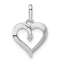14k White Gold CZ Heart Pendant-YC1513