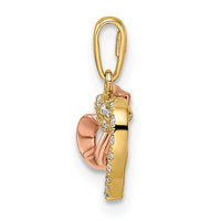 14k Two-tone CZ Hearts Pendant-YC1516