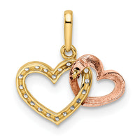 14k Two-tone CZ Hearts Pendant-YC1516