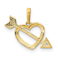 14K Polished Cut out Heart with Arrow CZ Pendant-YC1518