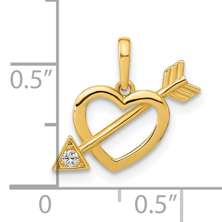 14K Polished Cut out Heart with Arrow CZ Pendant-YC1518