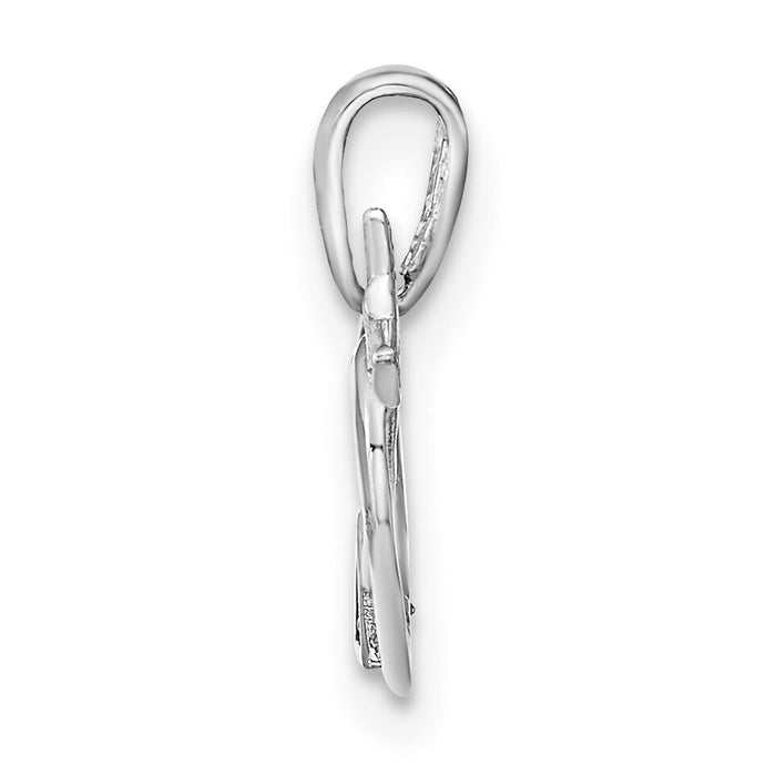 14K White Gold Cut-out Heart with Arrow CZ Pendant-YC1519