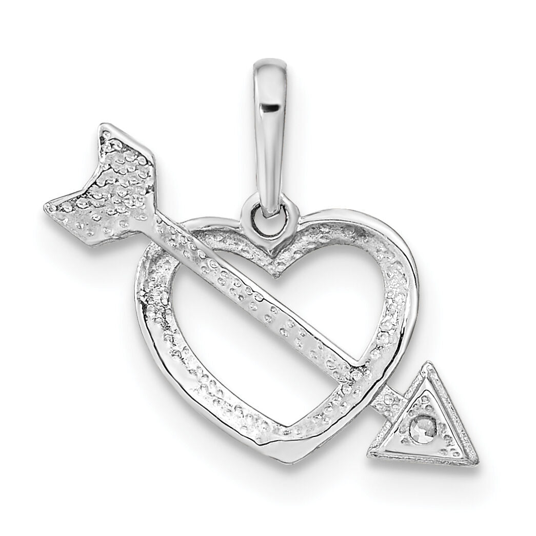 14K White Gold Cut-out Heart with Arrow CZ Pendant-YC1519