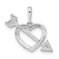 14K White Gold Cut-out Heart with Arrow CZ Pendant-YC1519