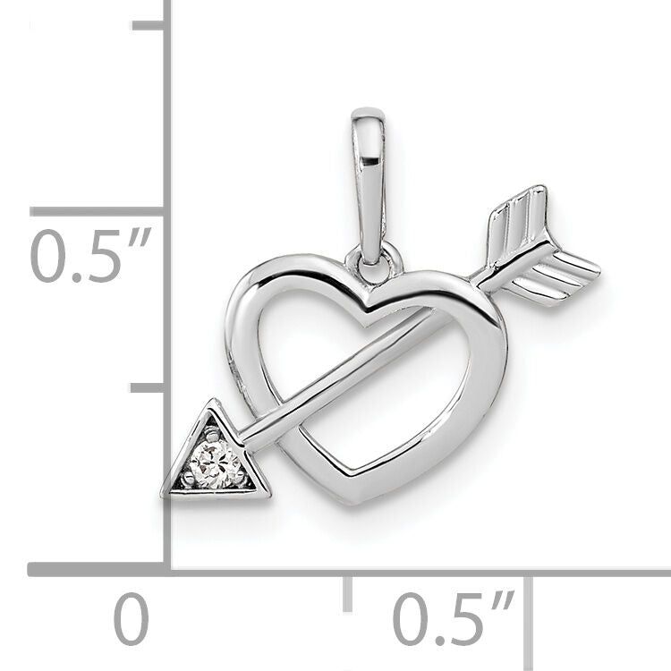 14K White Gold Cut-out Heart with Arrow CZ Pendant-YC1519