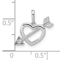 14K White Gold Cut-out Heart with Arrow CZ Pendant-YC1519