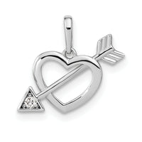 14K White Gold Cut-out Heart with Arrow CZ Pendant-YC1519