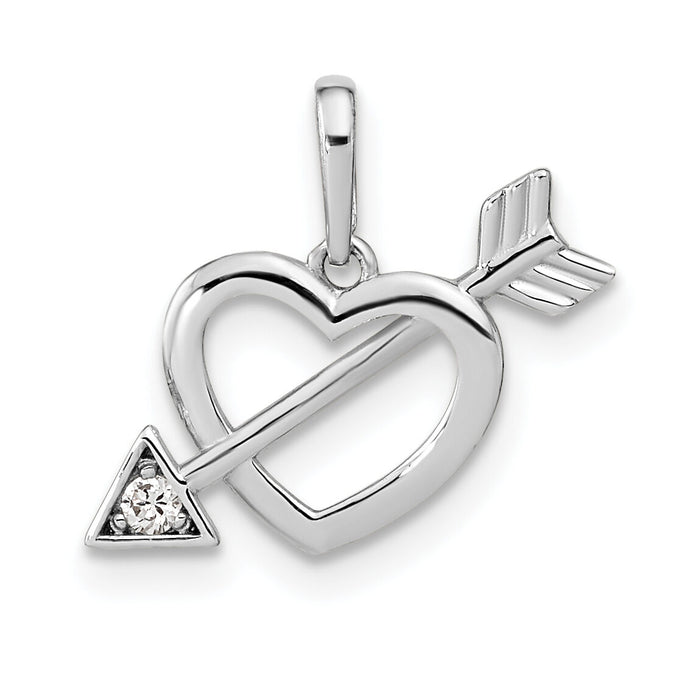 14K White Gold Cut-out Heart with Arrow CZ Pendant-YC1519