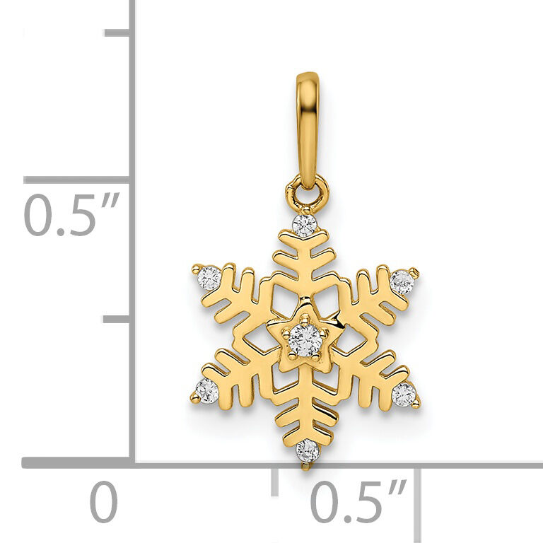 14k CZ Snowflake Pendant-YC1523