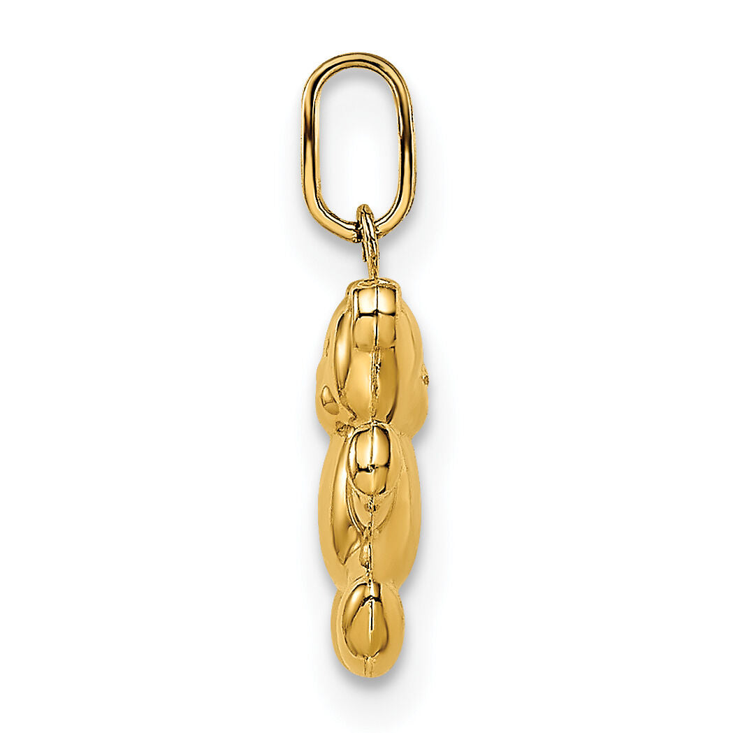14k Polished Puffed Teddy Bear Pendant-YC1524