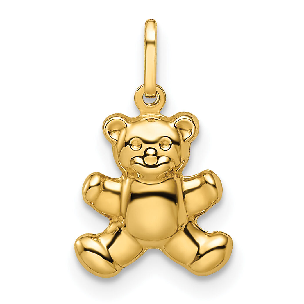 14k Polished Puffed Teddy Bear Pendant-YC1524