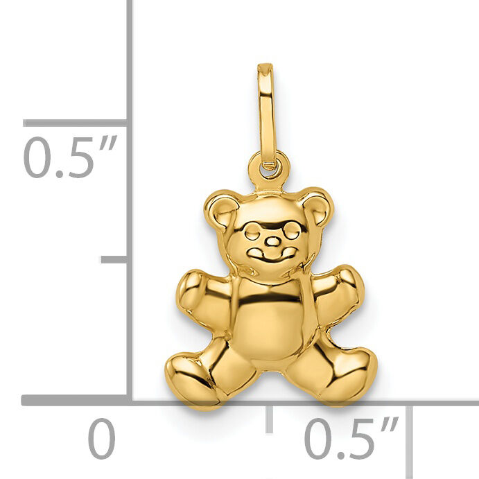 14k Polished Puffed Teddy Bear Pendant-YC1524