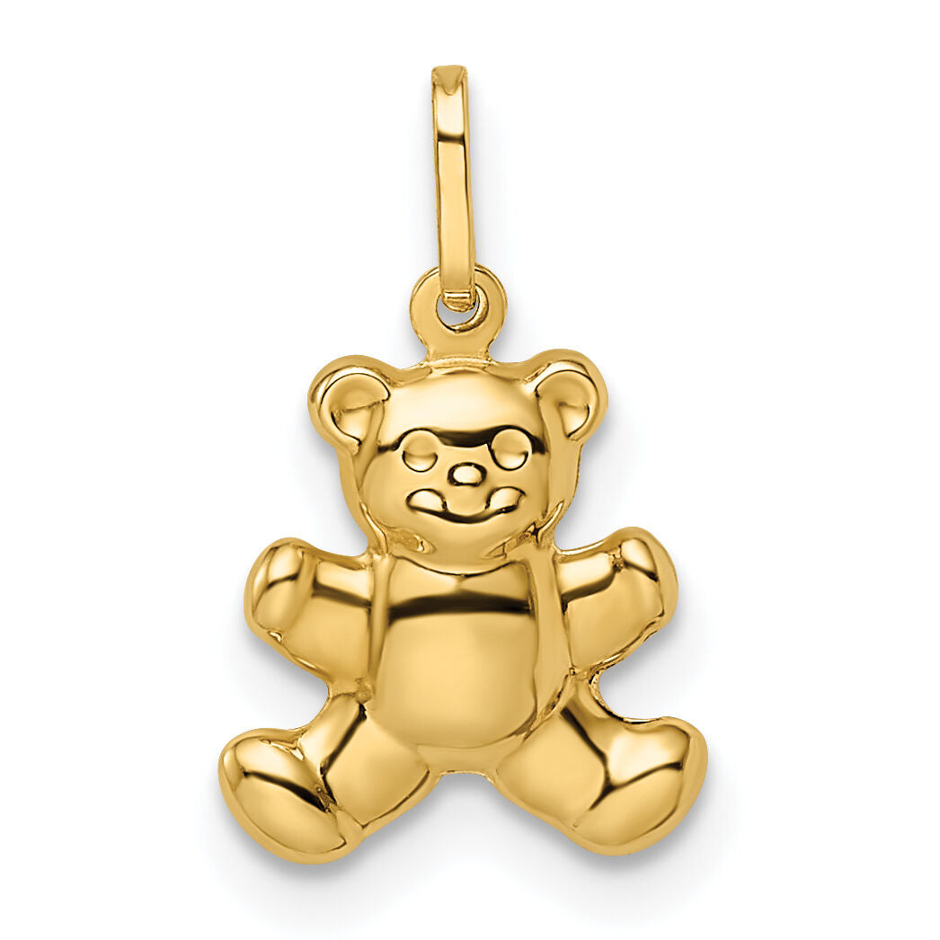 14k Polished Puffed Teddy Bear Pendant-YC1524