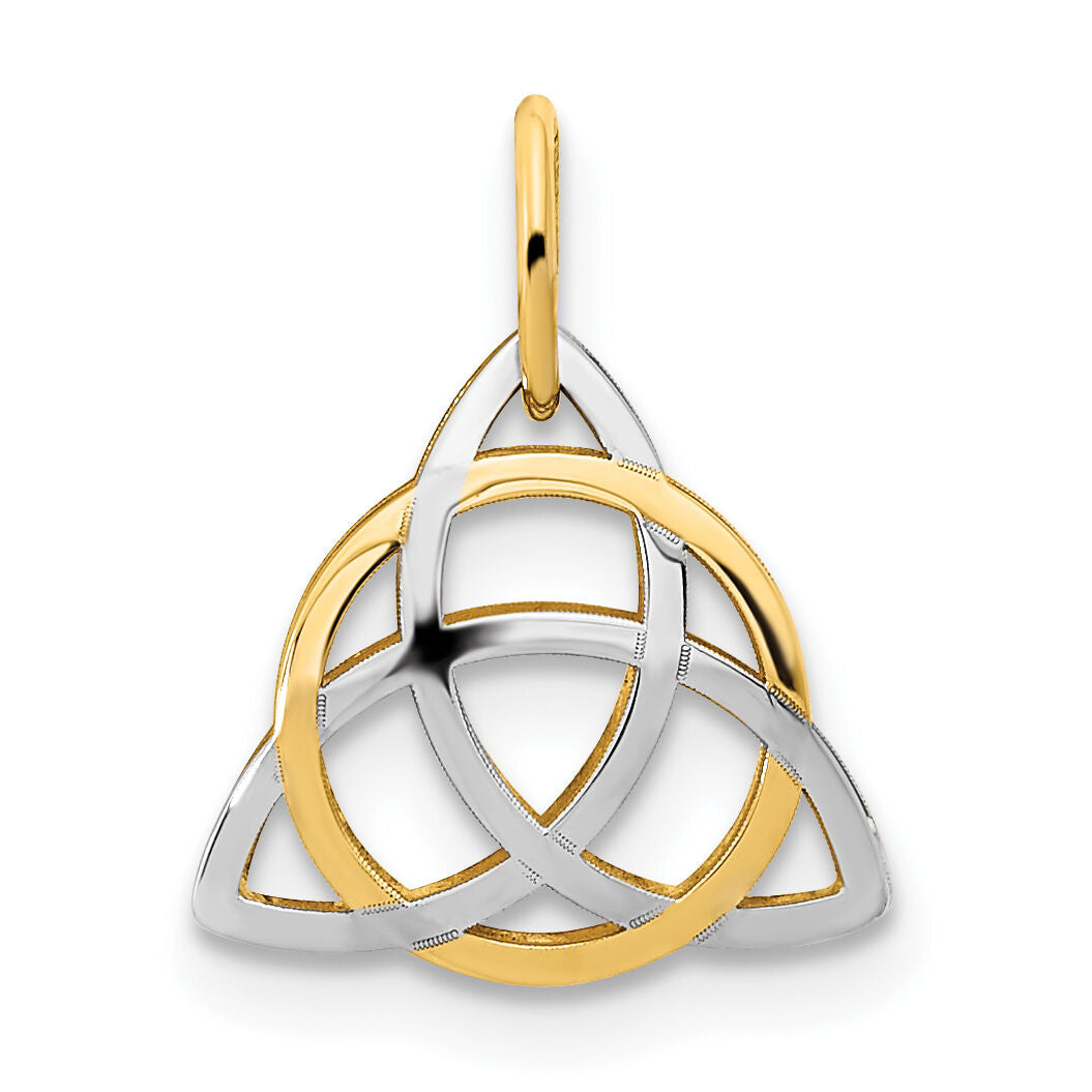 14K Gold with White Rhodium Polished Celtic Pendant-YC1525