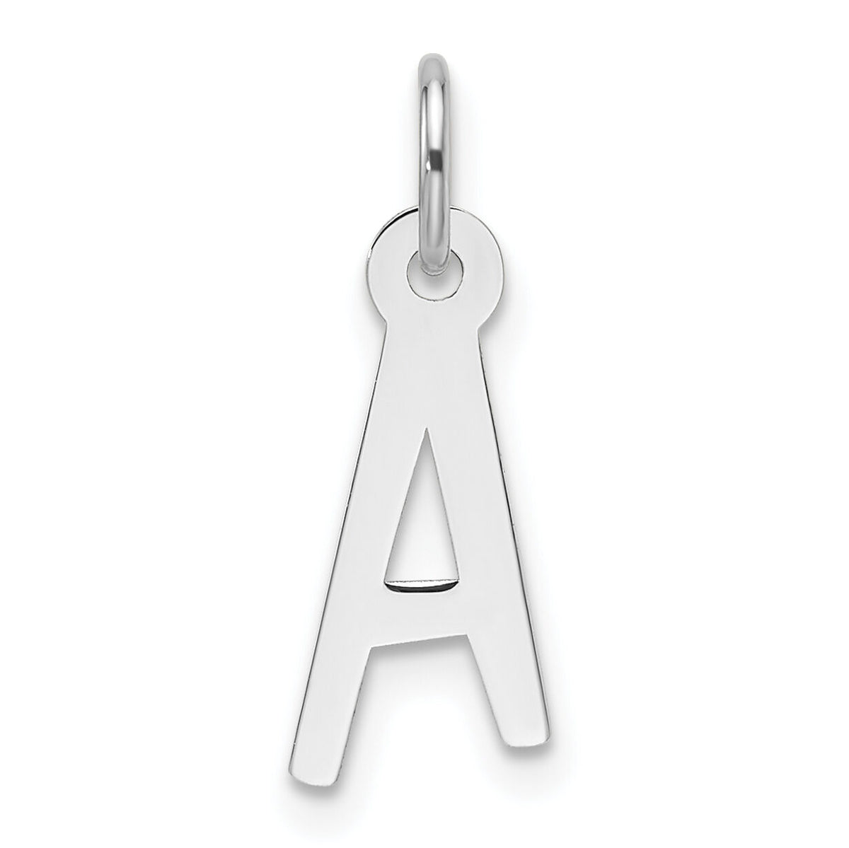 14k White Gold  Slanted Block Letter A Initial Charm-YC1526A