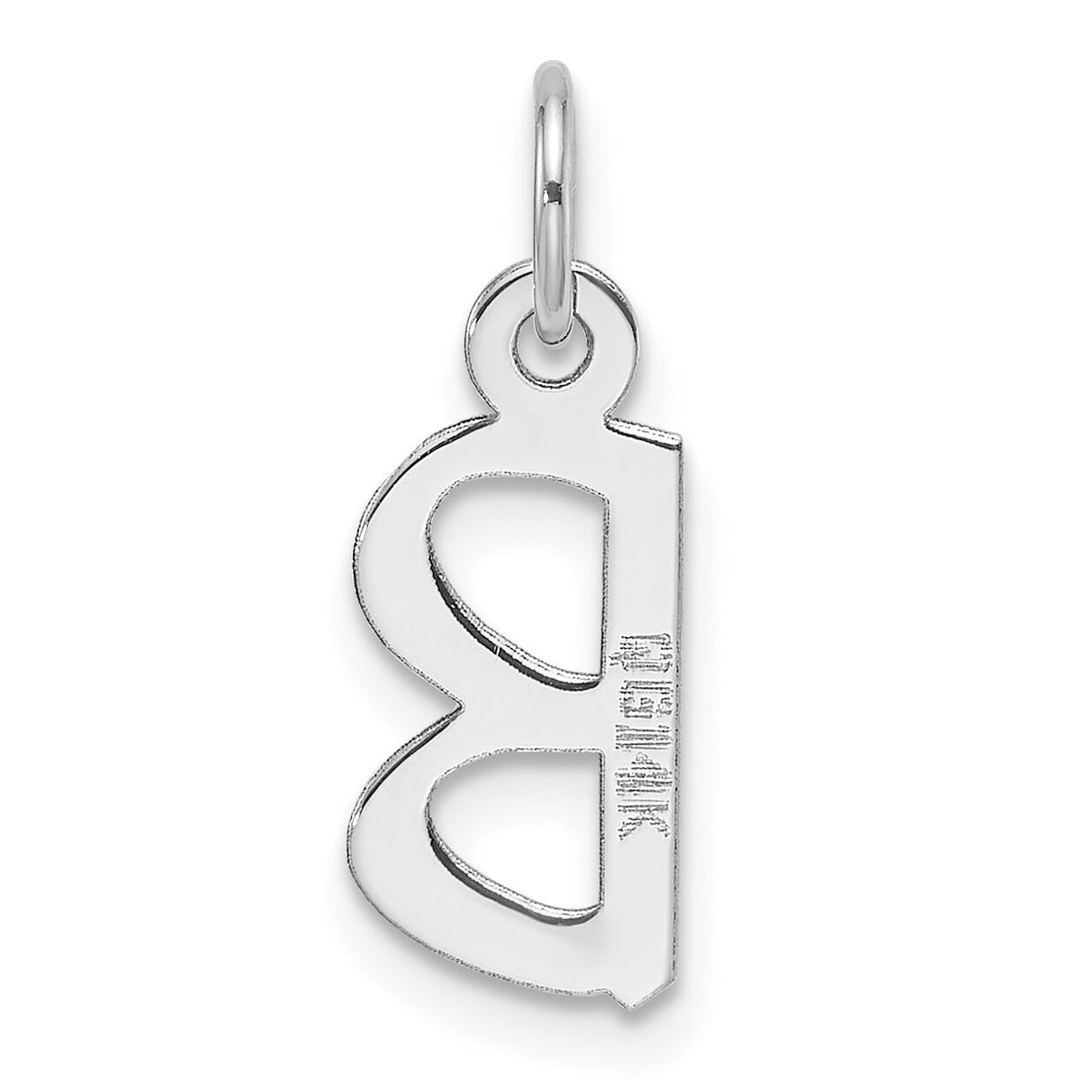 14k White Gold  Slanted Block Letter B Initial Charm-YC1526B