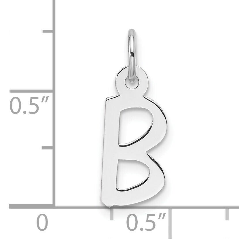 14k White Gold  Slanted Block Letter B Initial Charm-YC1526B