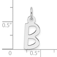14k White Gold  Slanted Block Letter B Initial Charm-YC1526B