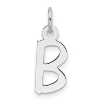 14k White Gold  Slanted Block Letter B Initial Charm-YC1526B