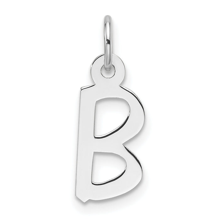 14k White Gold  Slanted Block Letter B Initial Charm-YC1526B