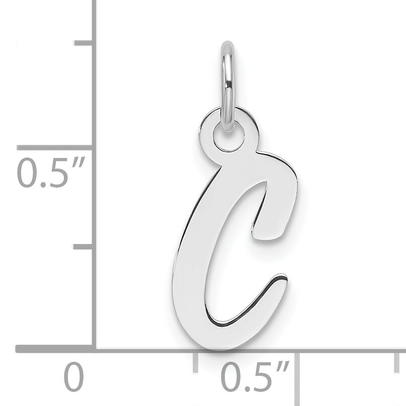 14k White Gold  Slanted Block Letter C Initial Charm-YC1526C