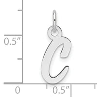 14k White Gold  Slanted Block Letter C Initial Charm-YC1526C