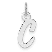 14k White Gold  Slanted Block Letter C Initial Charm-YC1526C