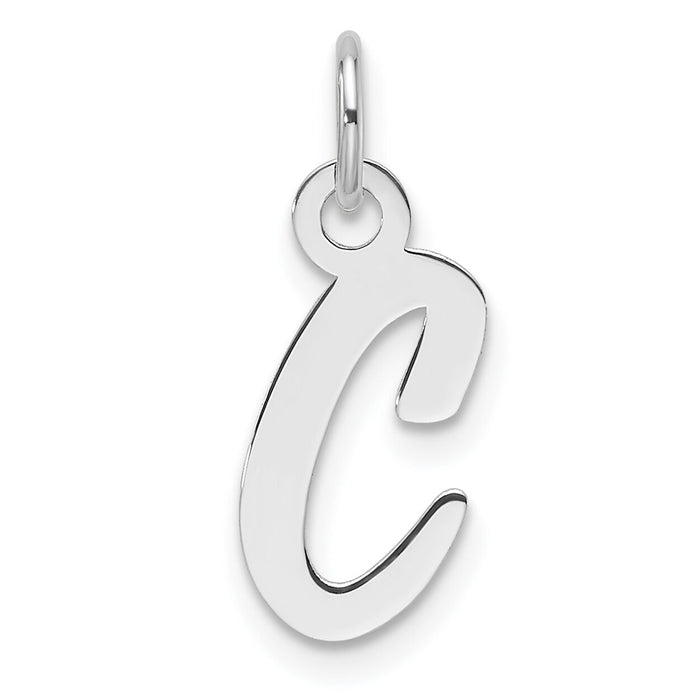 14k White Gold  Slanted Block Letter C Initial Charm-YC1526C