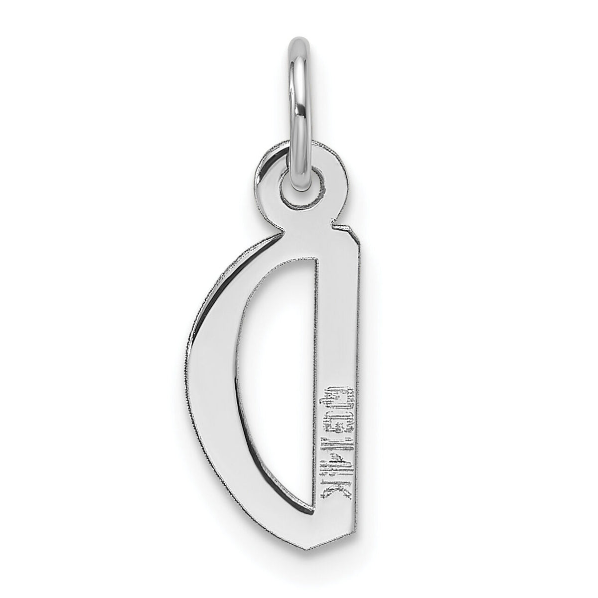 14k White Gold  Slanted Block Letter D Initial Charm-YC1526D